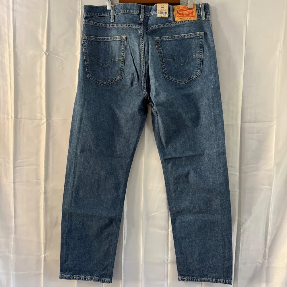 Levis 505 Regular Straight Jeans Mens 38x30 Blue Ease Stretch Denim‎ red tab